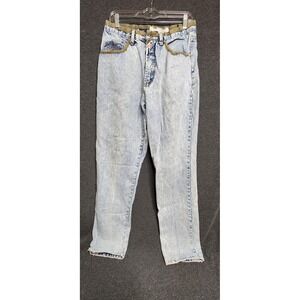 Jordache‎ no Exit jeans from the early 80's Size 29/30 LIGHT WASH BROWN TRIM